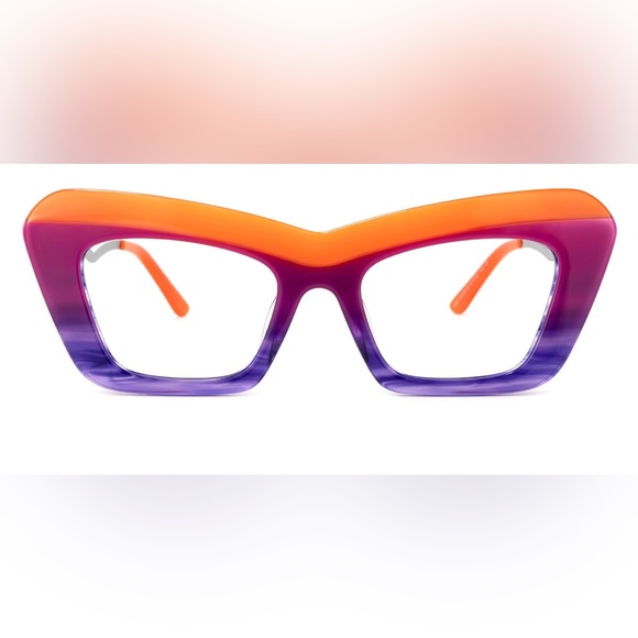 Cat-Eyed Non-Prescription Frames-Orange/Purple - Picture 2 of 5